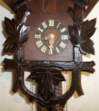 LARGE UNUSUAL ANTIQUE GERMAN BLACK FOREST HAND CARVED CUCKOO CLOCK 3
