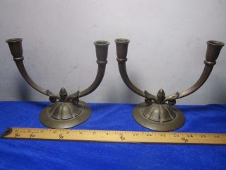 Antique Pr Solid Brass Double Arm Candlesticks,  Ornate Tabletop,  Decorative
