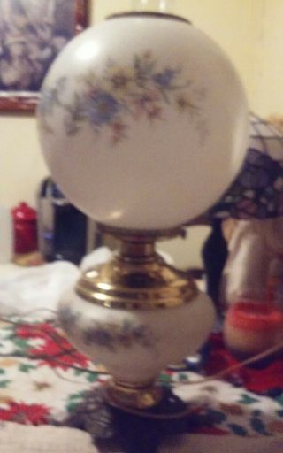 Antique Gone With The Wind Banquet Parlor Lamp With Pink Flowers 20 " Tall