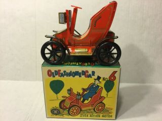 Vintage Modern Toys (masudaya) Old Fashion Car 6 Lever Action Tin Litho Japan