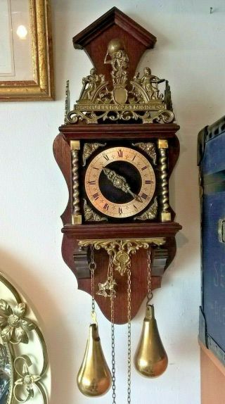 Old Wall Clock Dutch Zaanse Zaandam Warmink Wuba 8 Day Chiming Clock Heigth 21 "