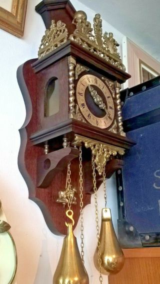 Old Wall Clock Dutch Zaanse Zaandam Warmink Wuba 8 Day Chiming Clock heigth 21 