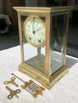 1910’s Antique Seth Thomas Crystal Regulator Mantel Clock Correctly