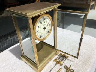1910’s Antique Seth Thomas Crystal Regulator Mantel Clock Correctly 5