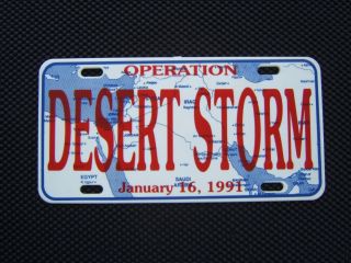 Operation Dessert Storm License Plate Tag Map Iraq Saudi Arabia Egypt