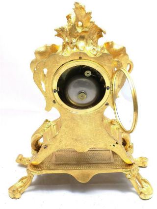 Antique French Mantle Clock 1855 Stunning Embossed 8 day Pierced Rococo Bronze 7