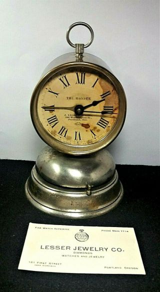 Antique 1890’s Parker The Wonder - A M Lane Alarm Clock Private Label Portland Ore