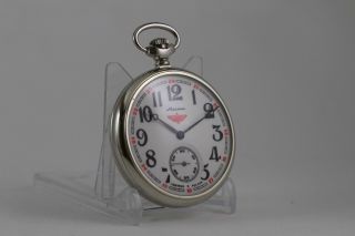 USSR Soviet pocket watch MOLNIJA Russian Vintage Choo Choo on Back Locomotive 3