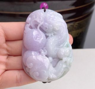 100 Natural Jade A Goods Hand - Carved Lavender Color Jade Dragon 114