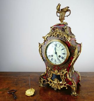 Antique Victorian French Louis Xv Style Boulle Mantel Clock By Japy Freres C1870