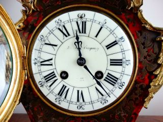 Antique Victorian French Louis XV Style Boulle Mantel Clock by Japy Freres c1870 3