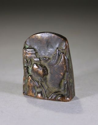 Antique Chinese Bronze Seal Mountain Landscape Qing Dynasty