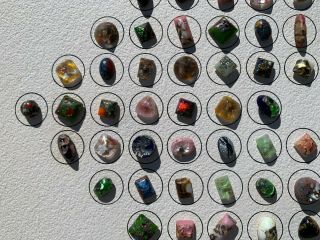 Antique Leo Popper Glass Buttons,  91 Total,  on a Collector Card 11