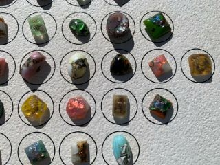 Antique Leo Popper Glass Buttons,  91 Total,  on a Collector Card 12