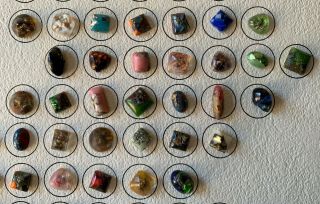 Antique Leo Popper Glass Buttons,  91 Total,  on a Collector Card 2