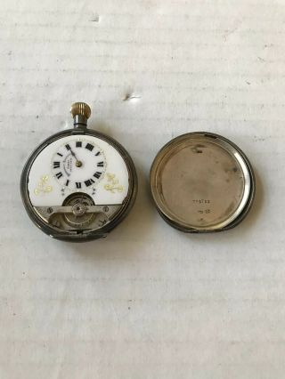 Sterling Silver Hebdomas Patent 8 Days Swiss Made.  925 Pocket Watch Swiss Made