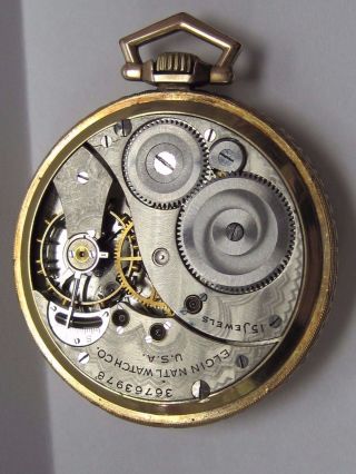 Antique Elgin 10K.  T.  Yellow Gold Filled Pocket Watch /Case/Movement,  15 Jewels 2