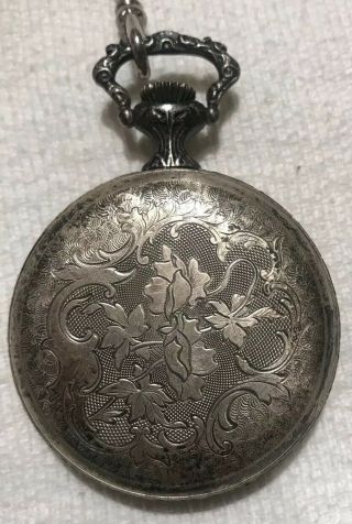 Arnex 17 Jewels Swiss Made Incabloc Pocket Watch Pewter Color Running Deer Scene 4