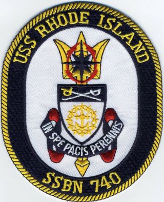 Uss Rhode Island Ssbn 740 - Crest - Submarine Patch - Bc Patch Cat No.  C5223