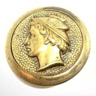 Georgian Era Greek God Hermes Brass Fabric Shank Button 25.  57mm