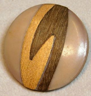 LARGE Antique Vintage BUTTON Wood in Celluloid ART Deco Design C3 2