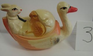 Viscoloid Co.  Celluloid Easter Floating Tub Toy Swan Egg Chick Bunny Rabbit 3