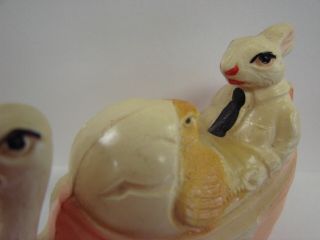 Viscoloid Co.  Celluloid Easter Floating Tub Toy Swan Egg Chick Bunny Rabbit 6