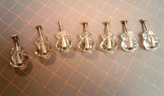 Set of 7 Vintage Glass Drawer Pull Knobs 1920 Era with Studs and Nuts 3