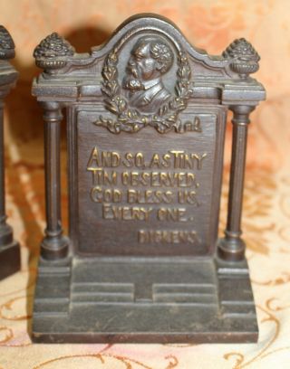 Antique Bronze Bradley & Hubbard Charles Dickens A Christmas Carol Bookends 2