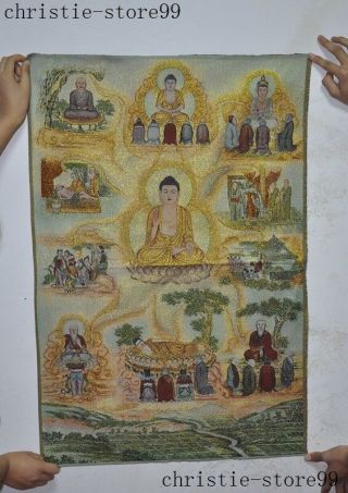 36 " Tibet Silk Embroidery Buddhism Thangka Sakyamuni Tathagata Buddha Tangka