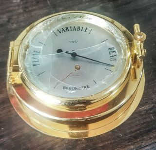 Rare Hermes Paris Gold Porthole Desk Barometre Ship Marine Nautical Barometer