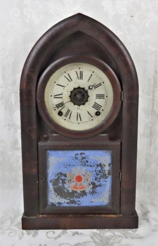 Antique 19th C.  En Welch Order Of The Garter Coat Of Arms Beehive Mantel Clock