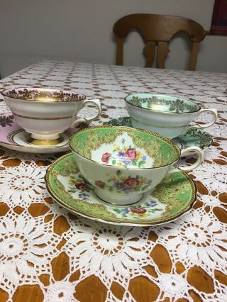 Antique Cup Saucer Paragon Grosvenor “lot 3 Sets” 6