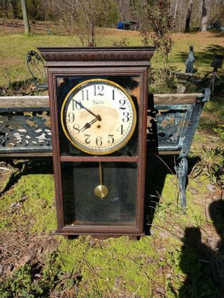 Wards Orange Crush Advertising Clock In Wood Cabinet From Early 1900 
