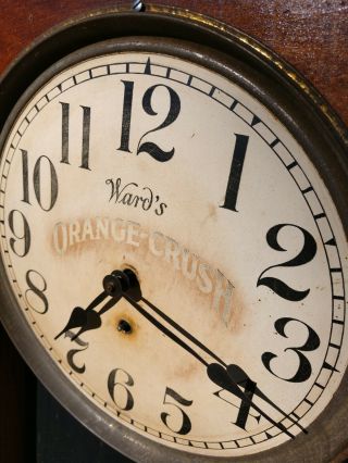 WARDS ORANGE CRUSH Advertising Clock in Wood Cabinet from Early 1900 ' s 2