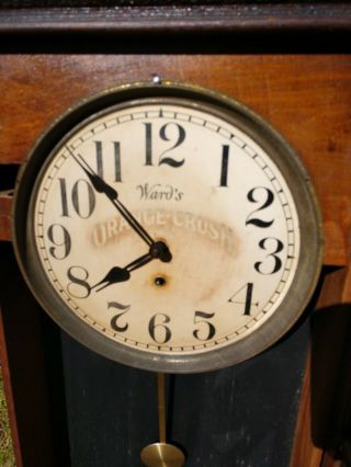 WARDS ORANGE CRUSH Advertising Clock in Wood Cabinet from Early 1900 ' s 3