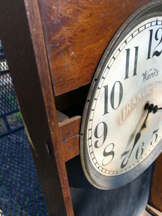 WARDS ORANGE CRUSH Advertising Clock in Wood Cabinet from Early 1900 ' s 9