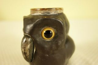 Antique Doulton Lambeth Owl toothpick holder with sterling silver beak 5