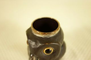 Antique Doulton Lambeth Owl toothpick holder with sterling silver beak 6