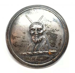 D Pitt London Antique Livery Button Crest Of Horned Man / Biblical Figure Moses
