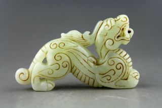 2.  8  China Old Jade Chinese Hand - Carved Ancient Dragon Statue Jade Pendant 2117