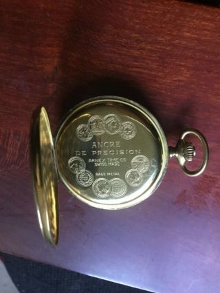 Arnex Pocket Watch 17 Jewel " Ancre De Precision " Swiss W/ Chain