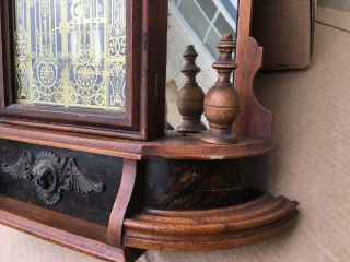 Antique ANSONIA TRIUMPH Walnut Victorian 8 Day Mirrored Jenny Lind Mantle Clock 6