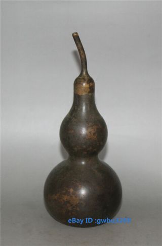 Asia Old Chinese Bronze Hand Carved Feng Shui Lucky Gossip Gourd Vase