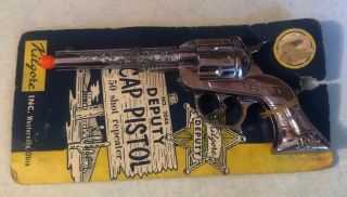 Vintage Kilgore Cast - Iron Deputy Cap Pistol On Card 1950s