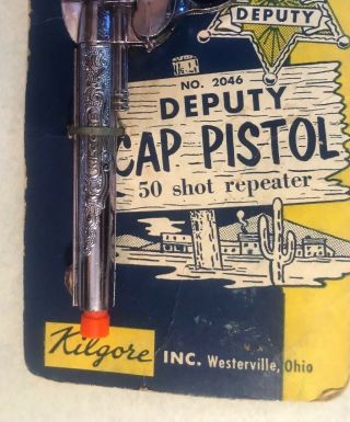 Vintage Kilgore Cast - Iron Deputy Cap Pistol On Card 1950s 3