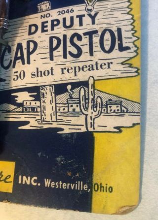 Vintage Kilgore Cast - Iron Deputy Cap Pistol On Card 1950s 4