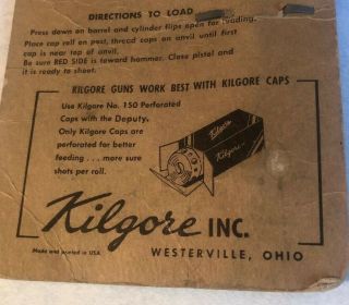 Vintage Kilgore Cast - Iron Deputy Cap Pistol On Card 1950s 6