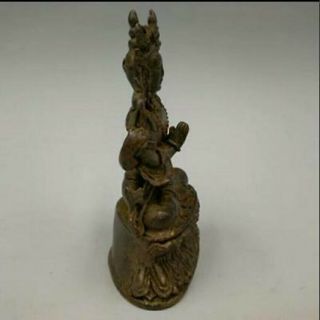 Chinese Buddhism Antique Hand Carved Retro Pure Copper Buddha Small Statue 3