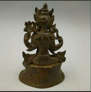 Chinese Buddhism Antique Hand Carved Retro Pure Copper Buddha Small Statue 4